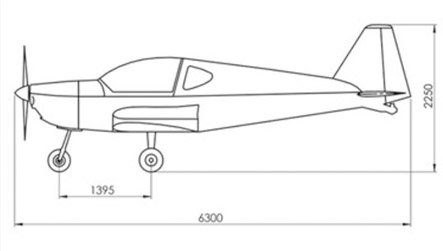 Dimensions côté gauche de l'ULM Alto 912 TG