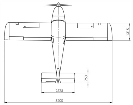 Dimensions côté droit de l'ULM Alto 912 TG