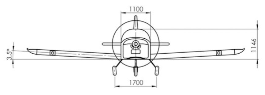 Croquis de face de l'ULM Alto 912 TG